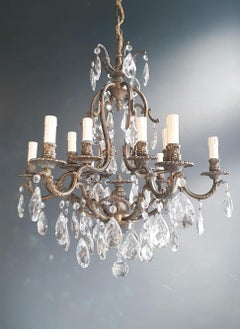 Crysatal Candelabrum Brass Bronze Antique Chandelier