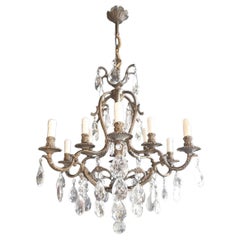 Crysatal Candelabrum Brass Bronze Antique Chandelier