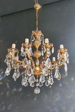 Crysatal Candelabrum Brass Bronze Antique Chandelier Luis Art