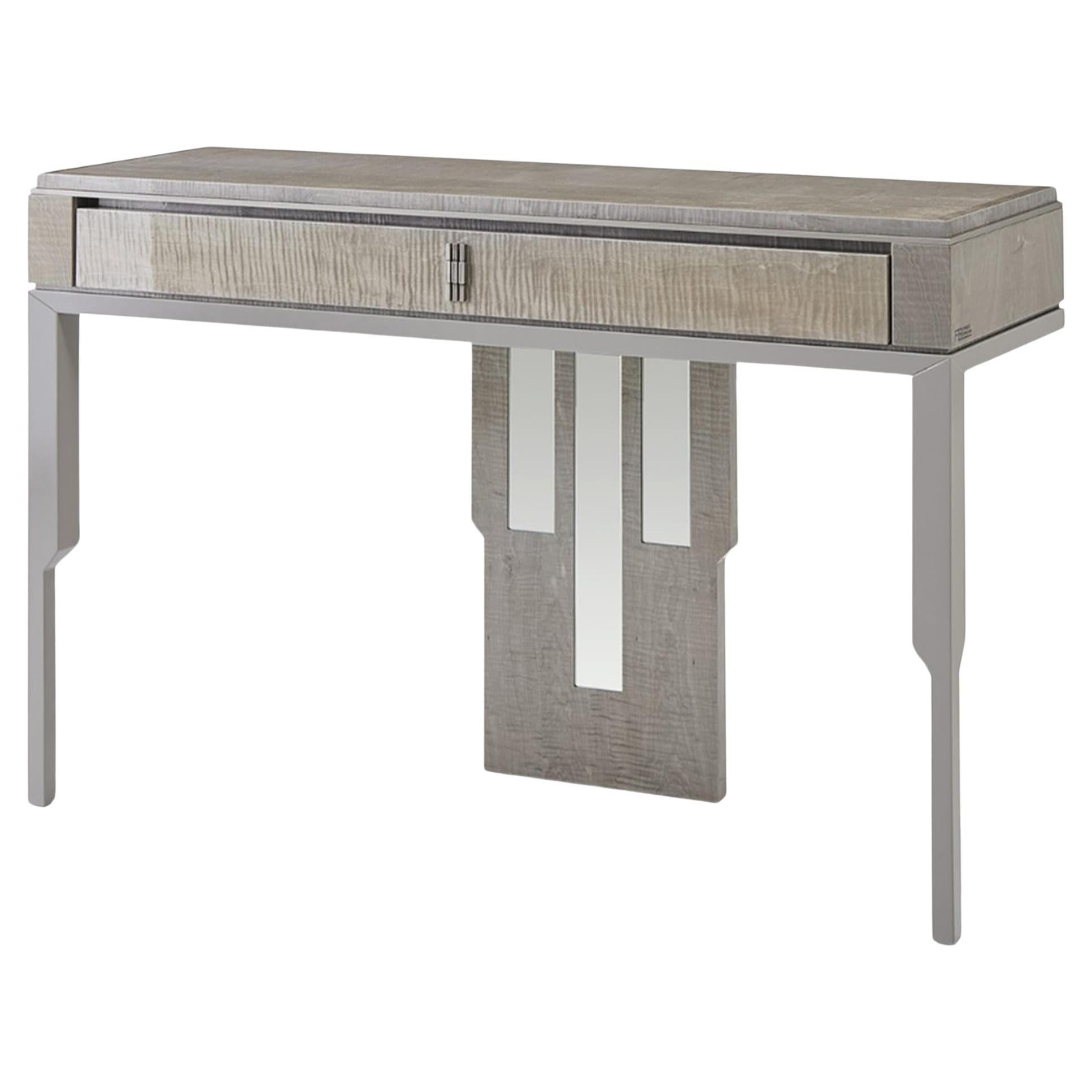 Crystal 1-Drawer Gray Console For Sale