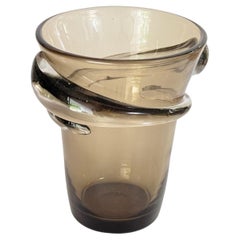 Secchio o vaso di cristallo 1960 Champain Colore grigio marrone Francia