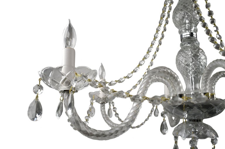 North American Crystal 5-Arm Chandelier with Roping For Sale