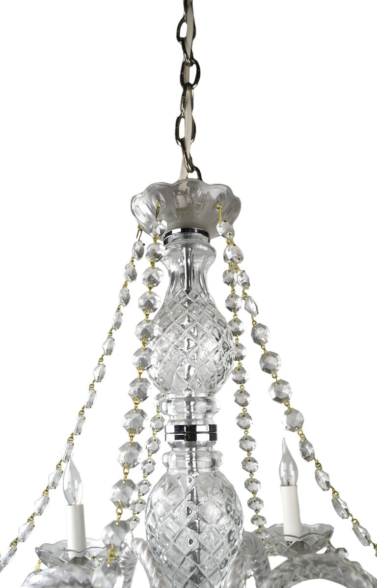 Crystal 5-Arm Chandelier with Roping In Good Condition For Sale In Minneapolis, MN