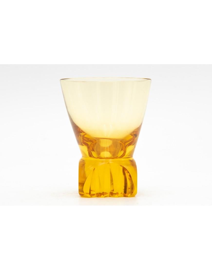 Crystal amber carafe and 5 glasses, WMF Germany, Art Deco. For Sale 4