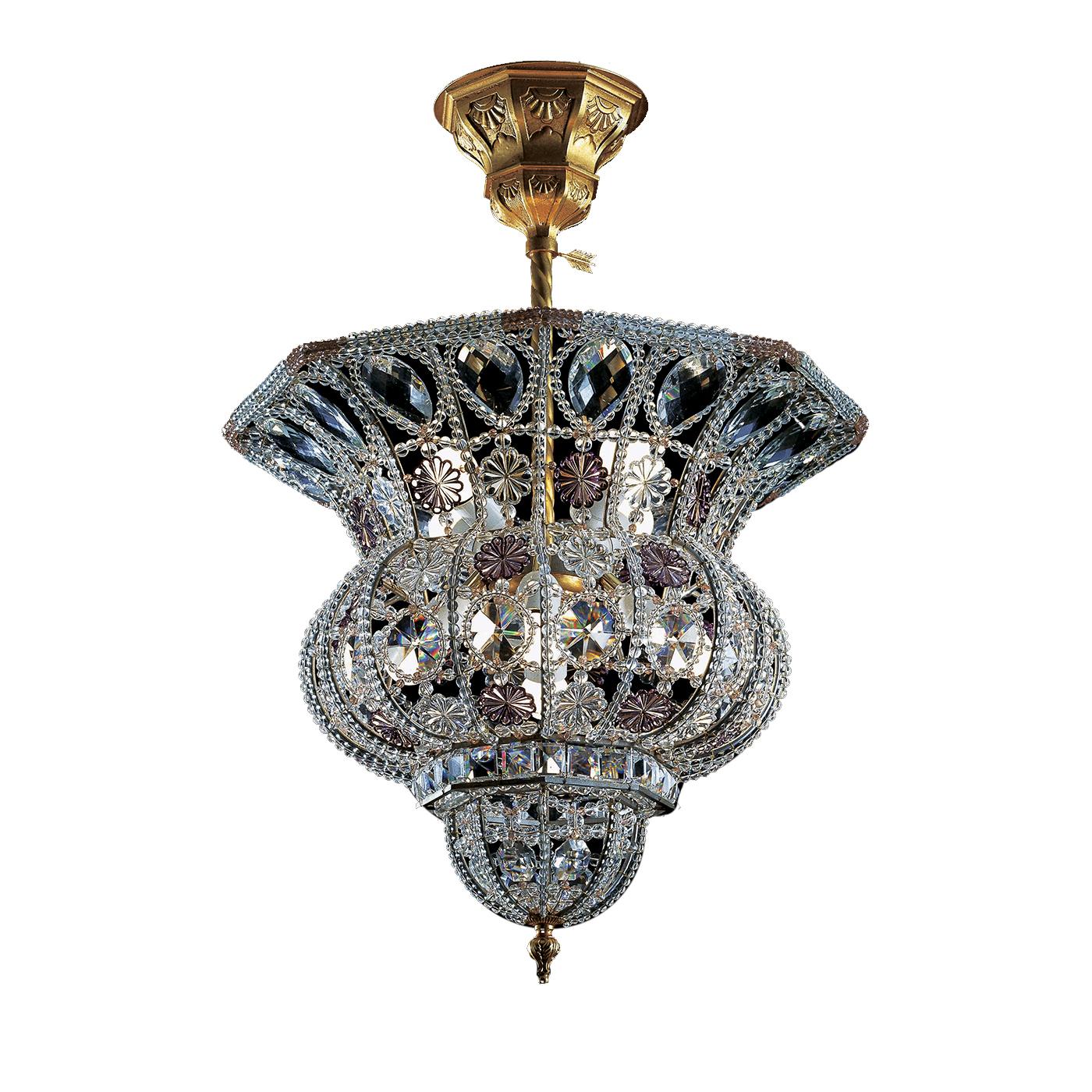 Italian Crystal and Amethyst Ceiling Lamp by Banci