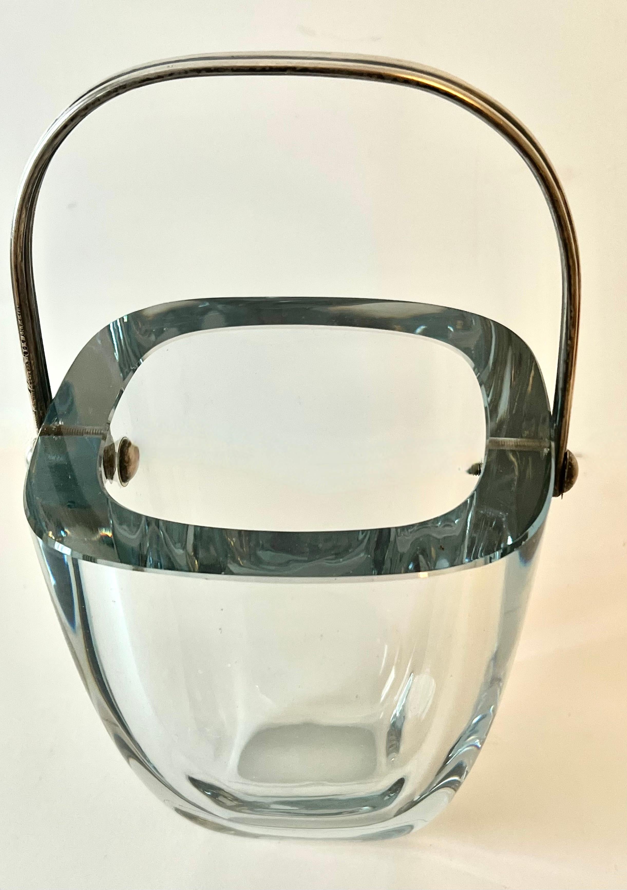 Tiffany & Co. Crystal and Art Deco Signed Ice Bucket with Sterling Silver Handle For Sale 7