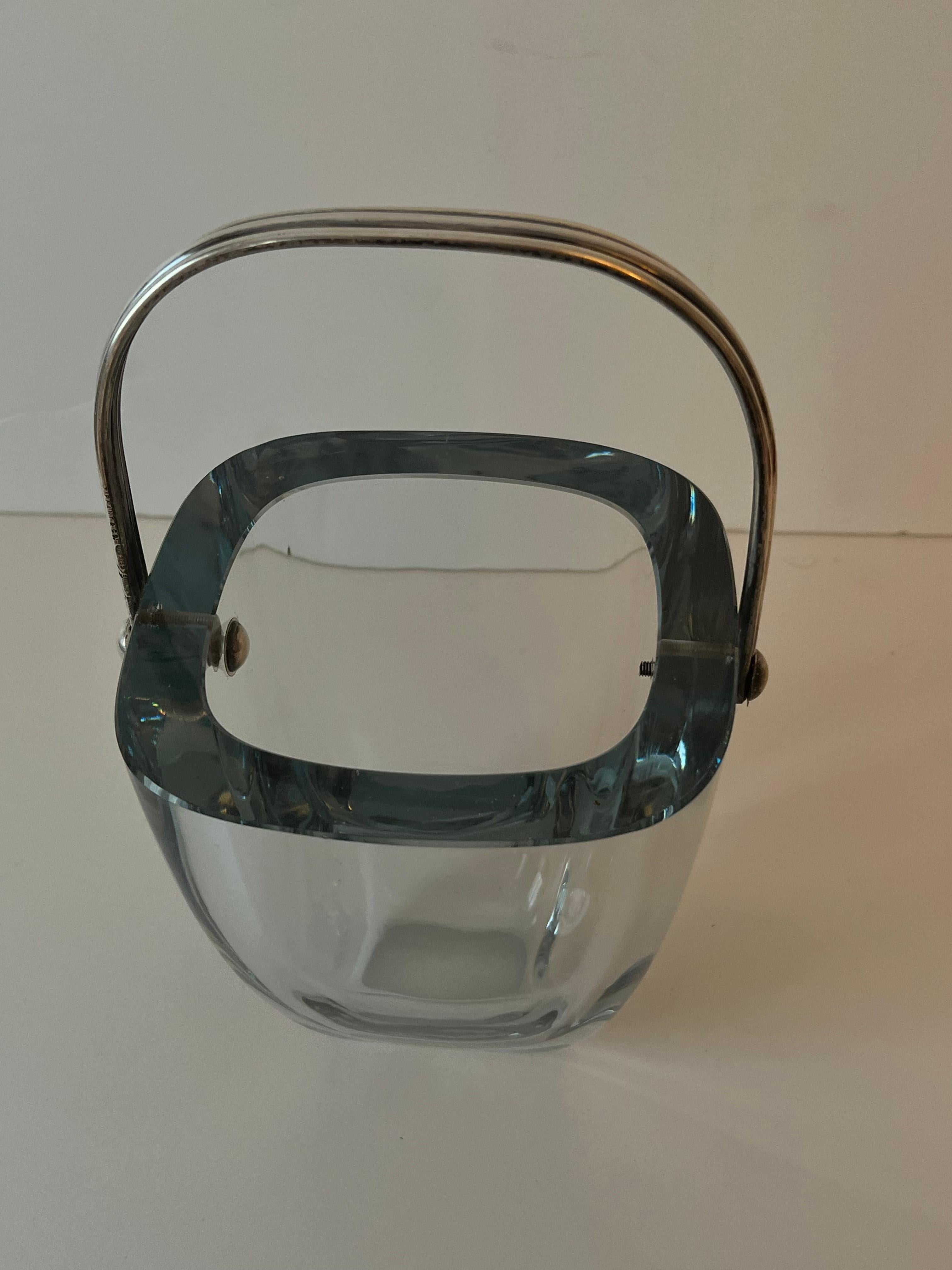 Tiffany & Co. Crystal and Art Deco Signed Ice Bucket with Sterling Silver Handle For Sale 8