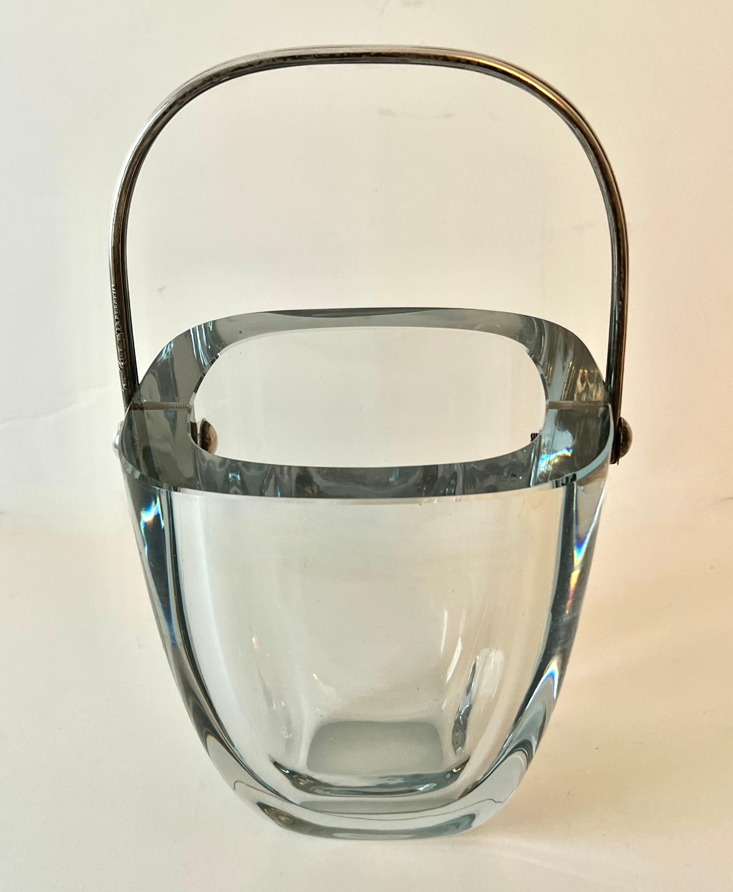Tiffany & Co. Crystal and Art Deco Signed Ice Bucket with Sterling Silver Handle For Sale 9