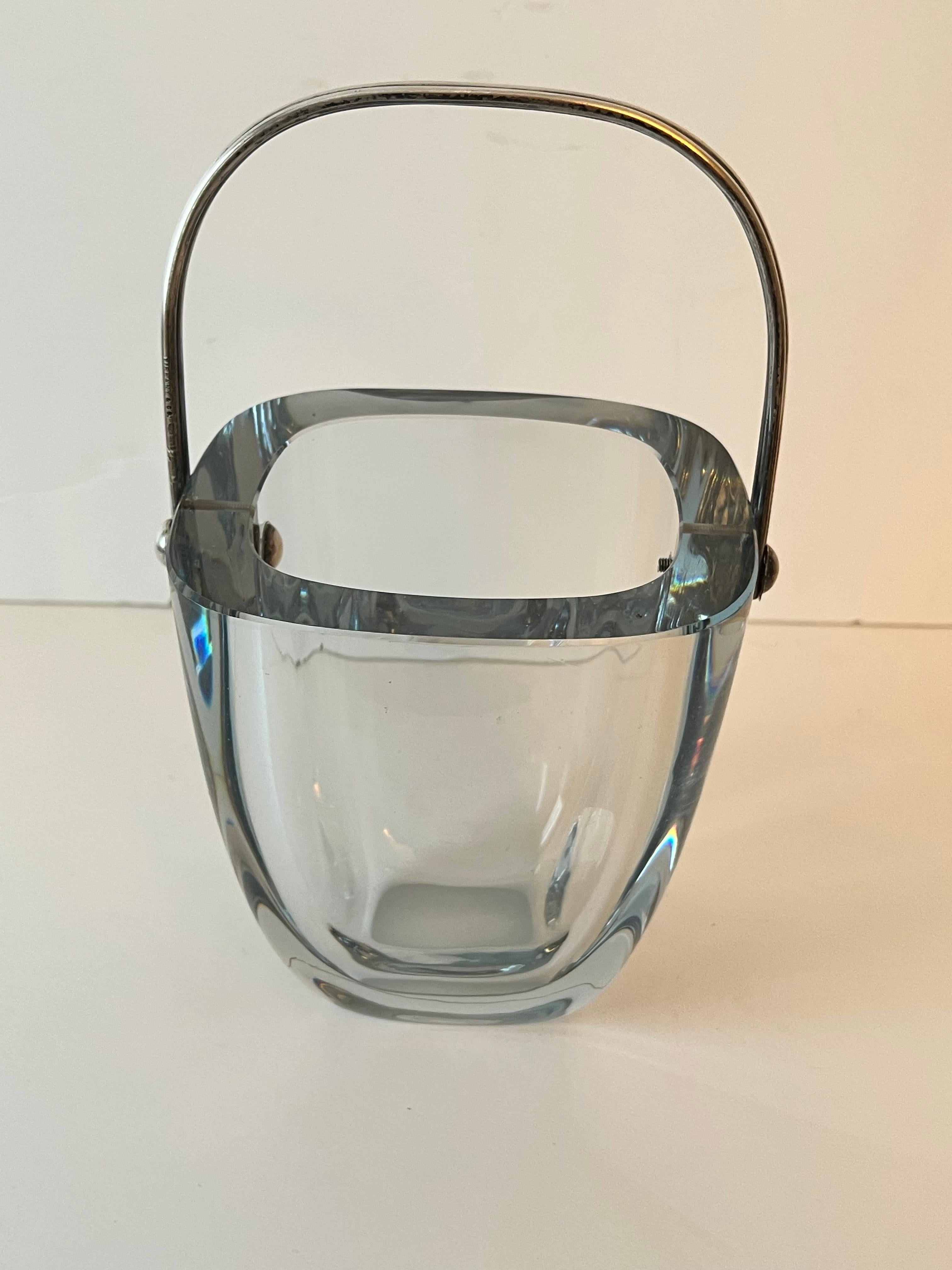 Tiffany & Co. Crystal and Art Deco Signed Ice Bucket with Sterling Silver Handle For Sale 10