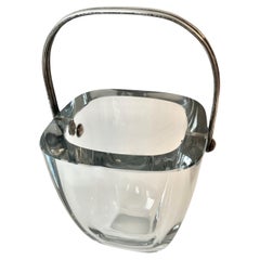 Tiffany & Co. Crystal and Art Deco Signed Ice Bucket with Sterling Silver Handle
