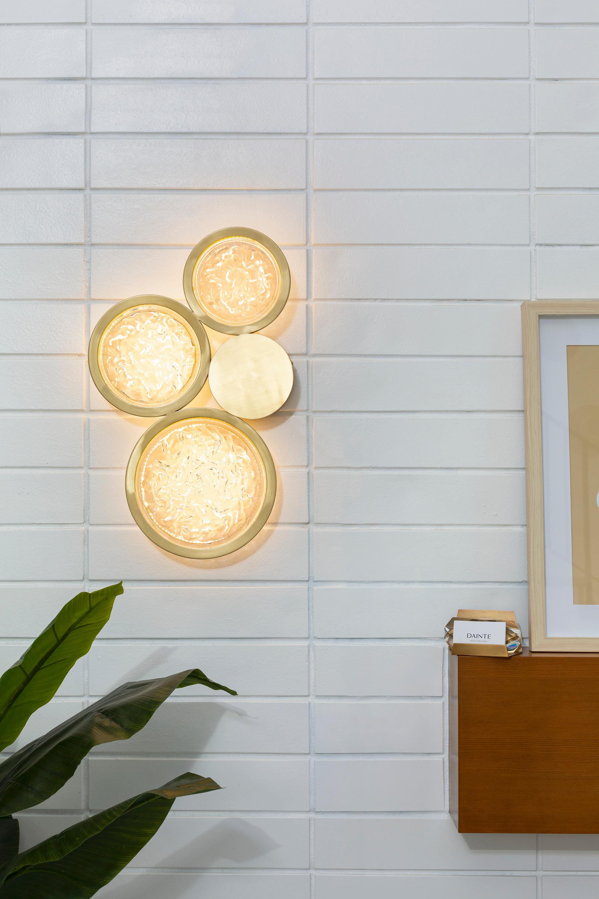 American Brass Wall Sconce Lighting – Crystal and Brass -  Circles For Sale