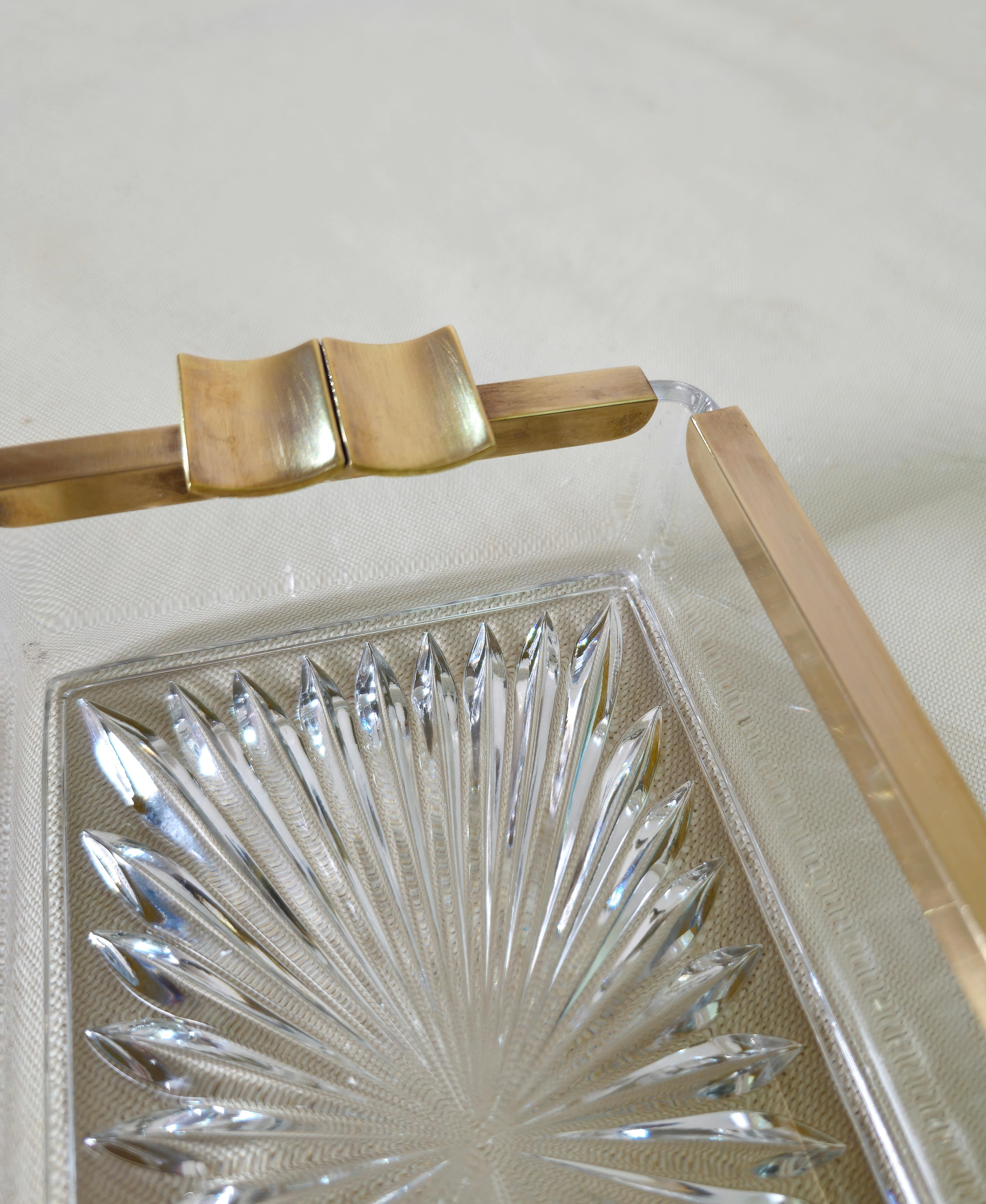 Crystal and Brass Ashtray Midcentury Italy 1950s For Sale 1