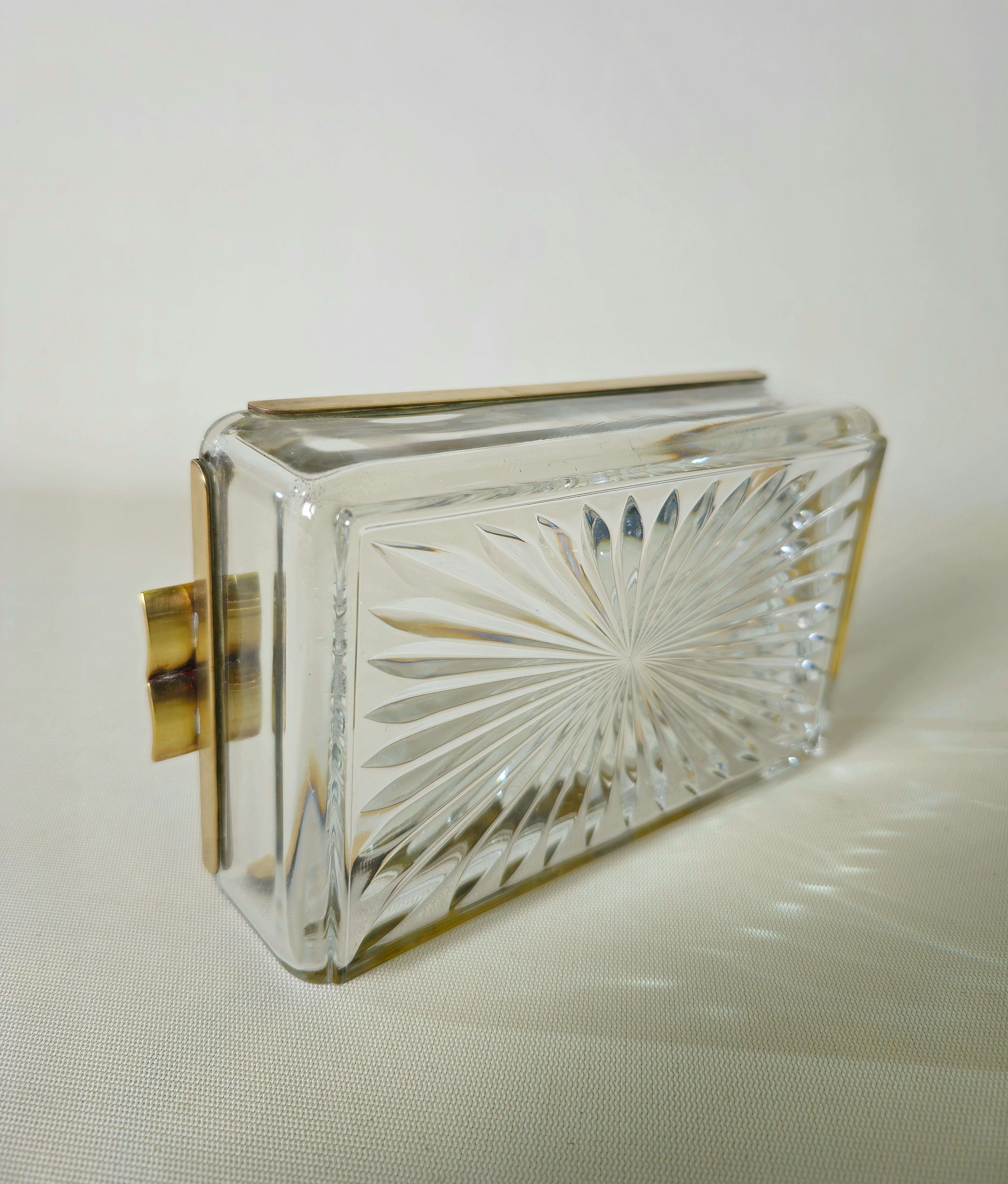 Crystal and Brass Ashtray Midcentury Italy 1950s For Sale 2