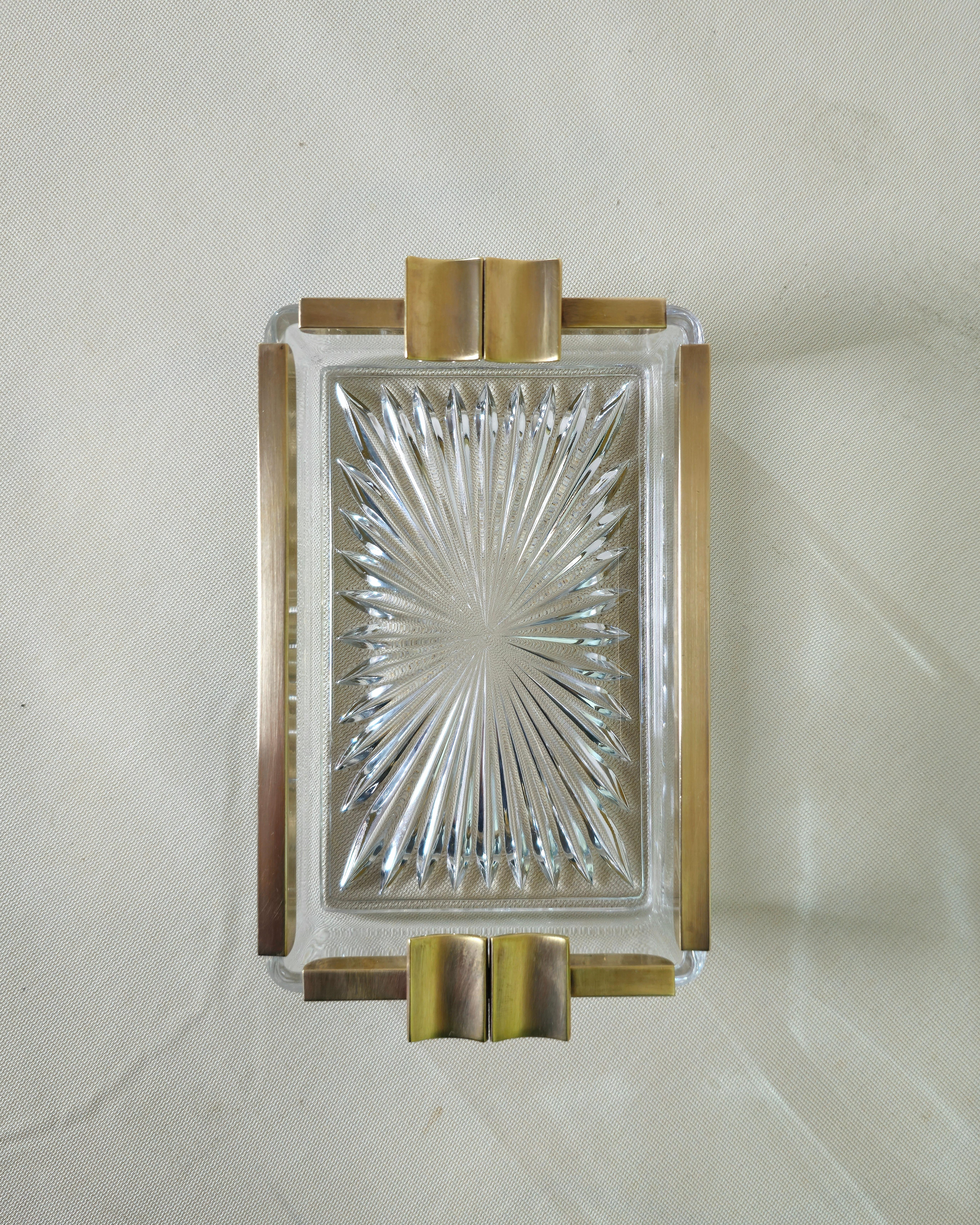 Crystal and Brass Ashtray Midcentury Italy 1950s For Sale 3