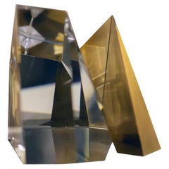 Serre-livres en cristal et laiton par Dainte