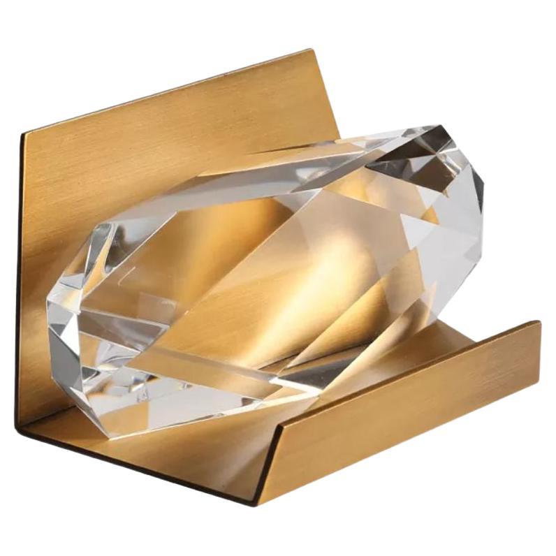 Crystal and Brass Business Card Holder by Dainte For Sale