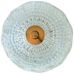 Antique Crystal and Brass Ceiling Lamp by Carl Fagerlund for Orrefors and Lyfa, Sweden