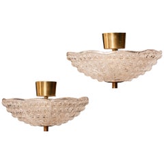 Crystal and Brass Ceiling Lights by Carl Fagerlund for Orrefors, 1960s