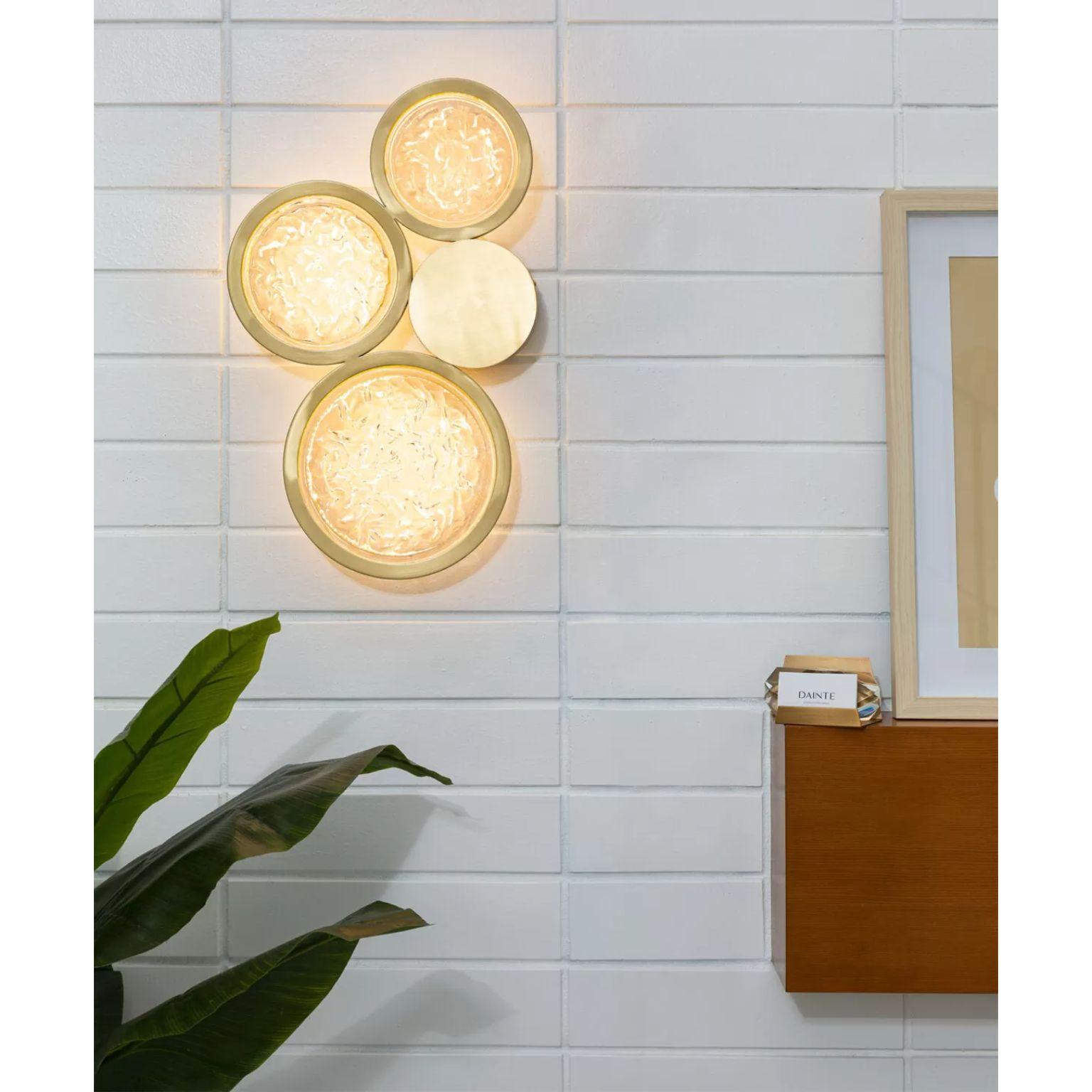 American Crystal and Brass Circles Wall Sconce by Dainte For Sale