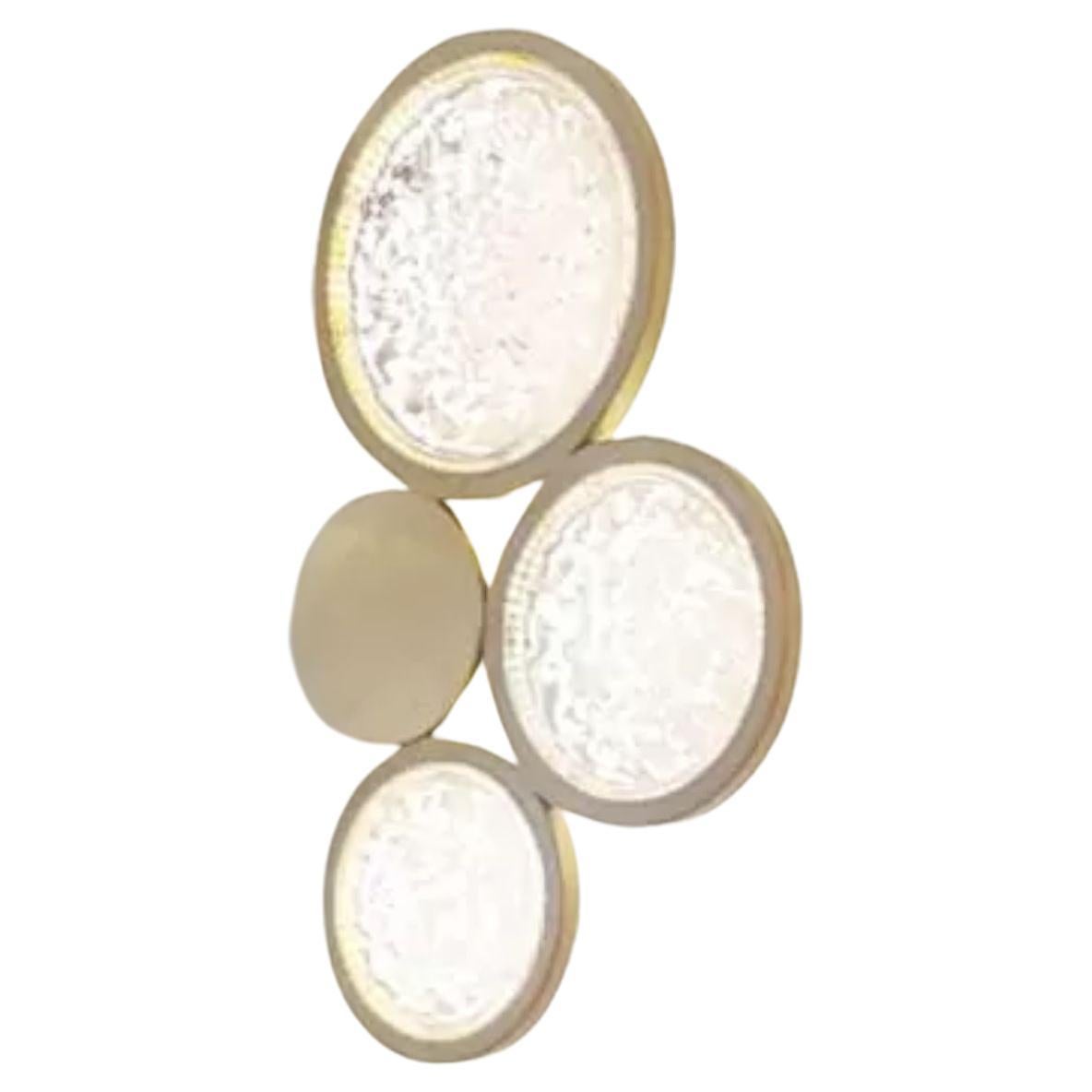 Crystal and Brass Circles Wall Sconce by Dainte For Sale