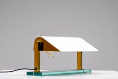 Schreibtischlampe aus Kristall und Messing 0836 von Pietro Chiesa für Fontana Arte
