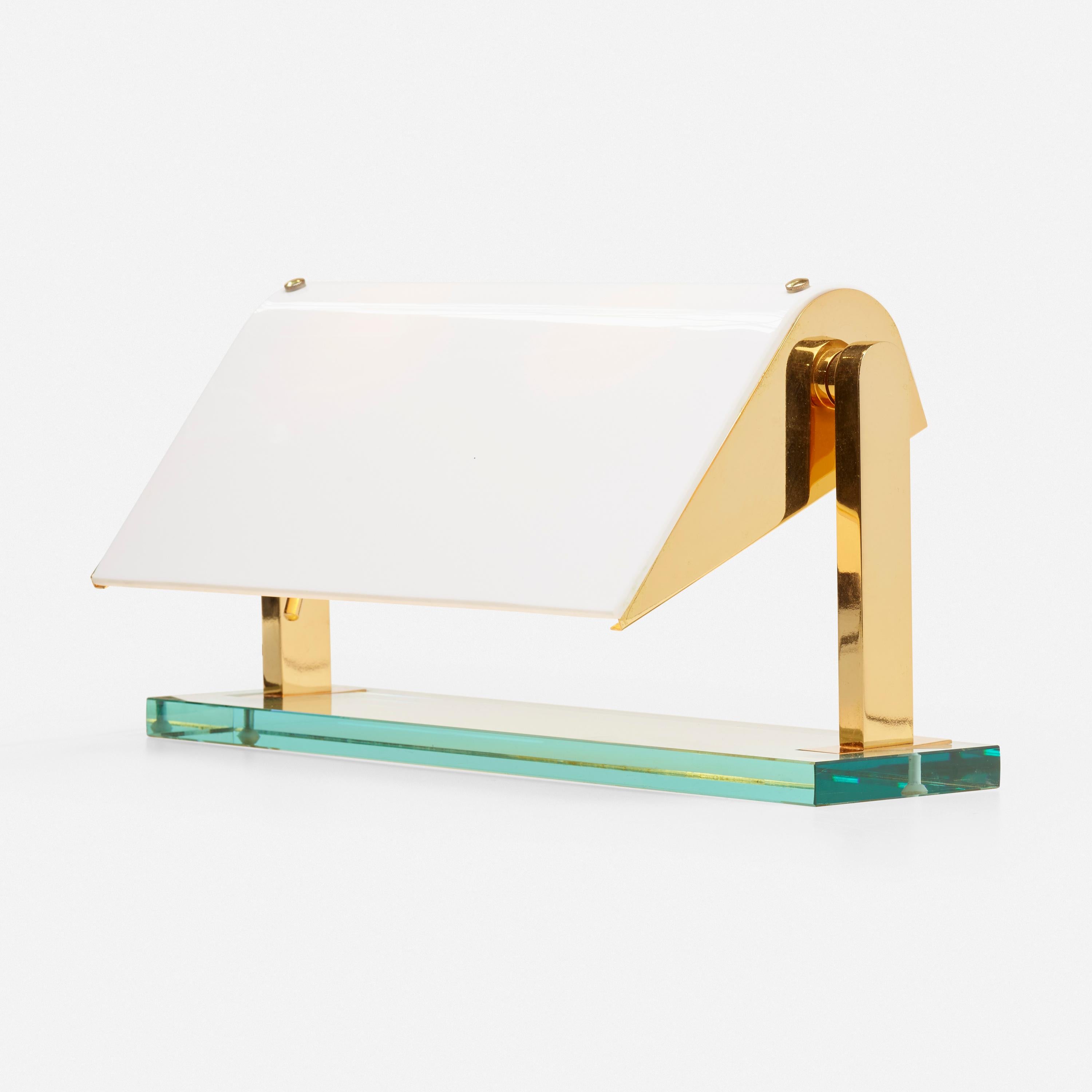 Mid-Century Modern Crystal and Brass Desk Lamp by Pietro Chiesa for Fontana Arte