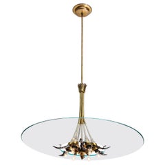 Crystal and Brass Hanging Fixture by Lumi