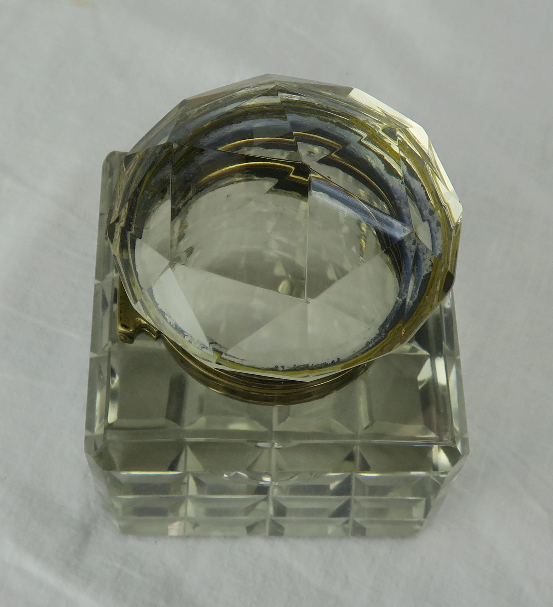 Crystal and Brass Inkwell, circa 1920 at 1stDibs