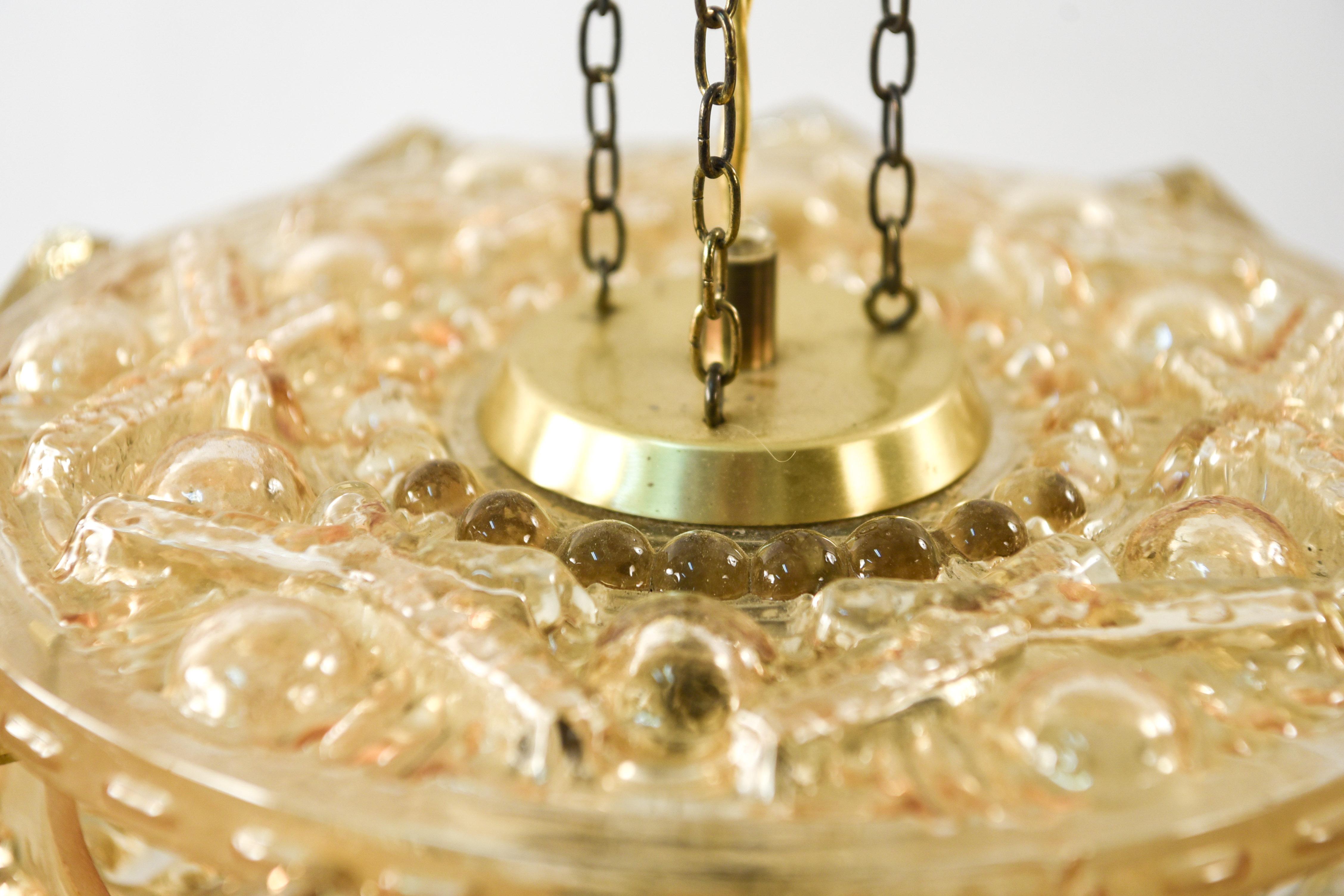Crystal and Brass Pendant Chandelier by Carl Fagerlund for Orrefors, 1960s 1