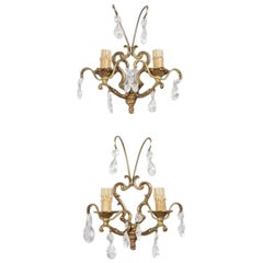 Crystal and Brass Sconces Wall Lamps