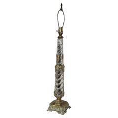 Antique Crystal and Brass Swirl Twist Glass table Lamp att. to Baccarat c 19th C.