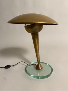 Crystal and Brass Table Lamp Attr to Pietro Chiesa for Fontana Arte, Italy 1950s