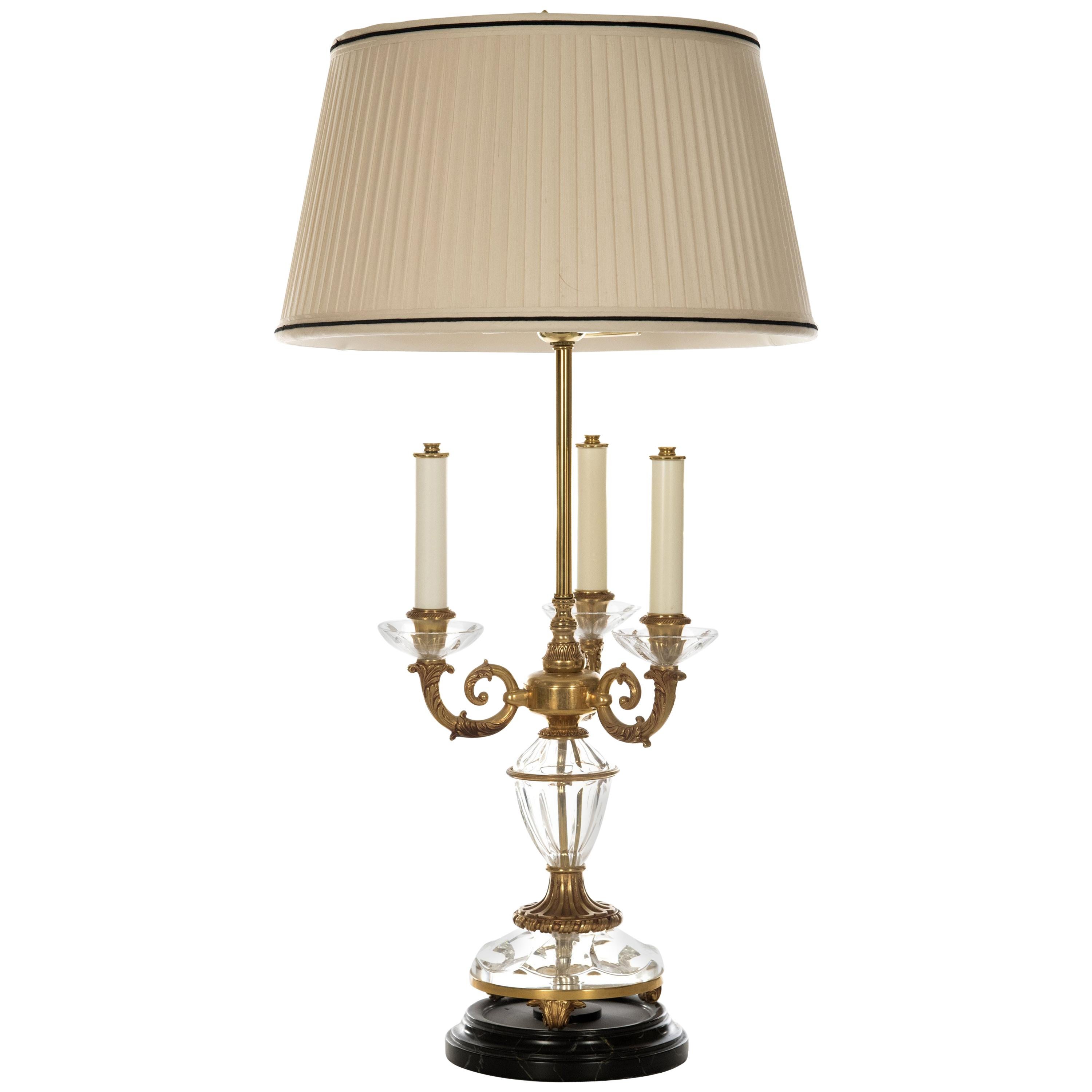 Crystal and Brass Table Lamp For Sale