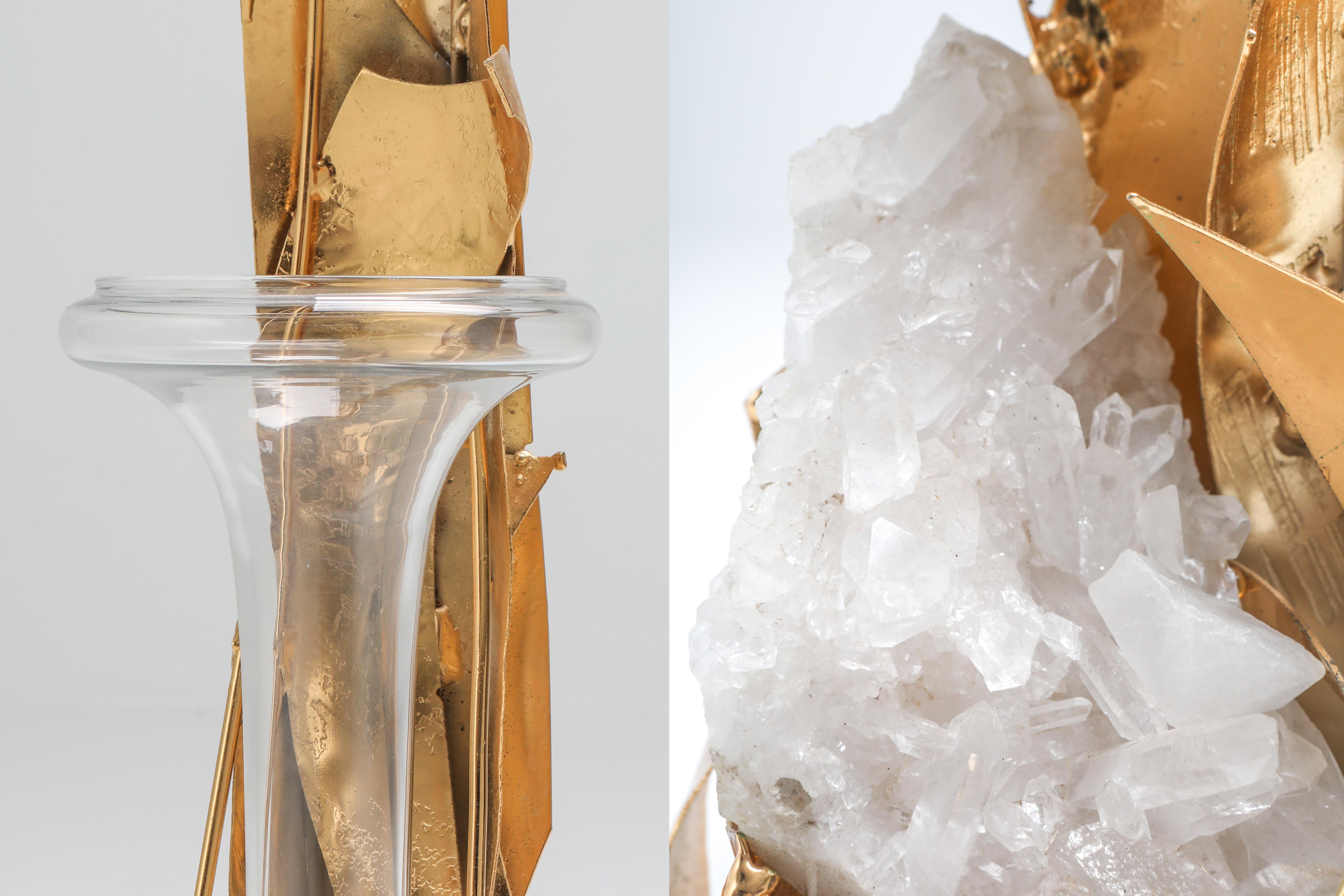 Crystal and Brass Vase by Marc D'Haenens 1