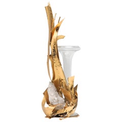 Crystal and Brass Vase by Marc D'Haenens