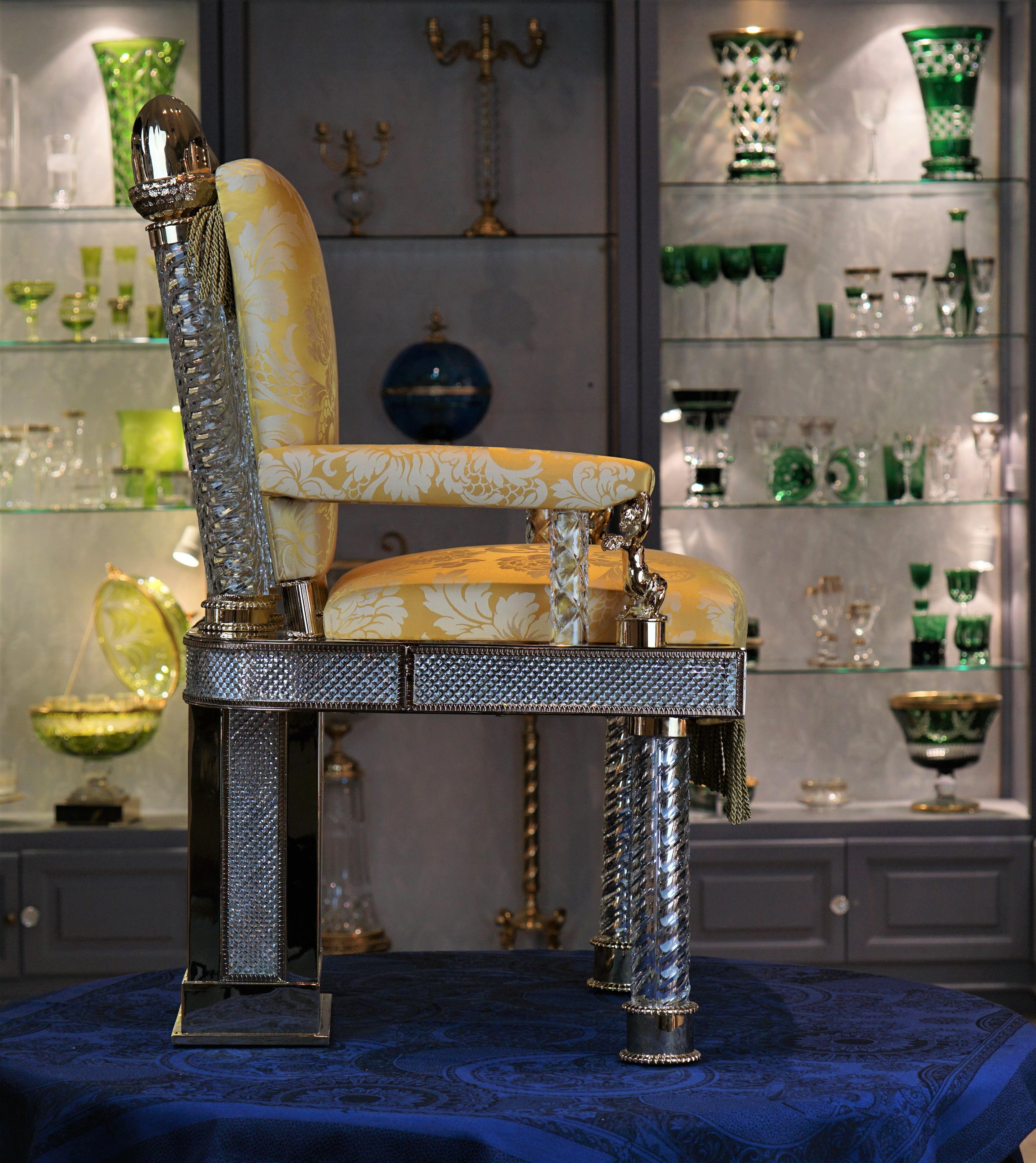 Baroque Crystal and Bronze Chair For Sale