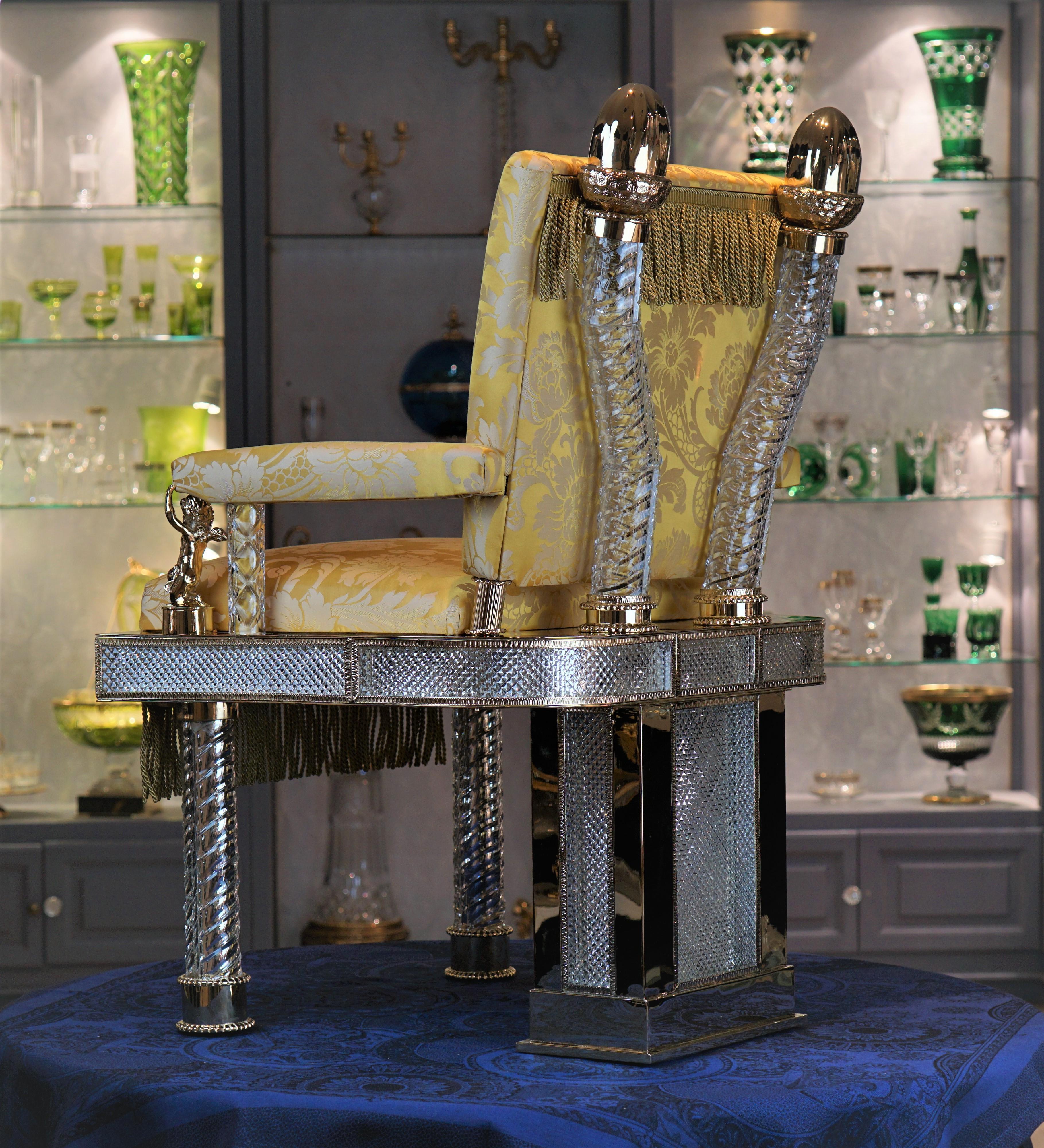 French Crystal and Bronze Chair For Sale