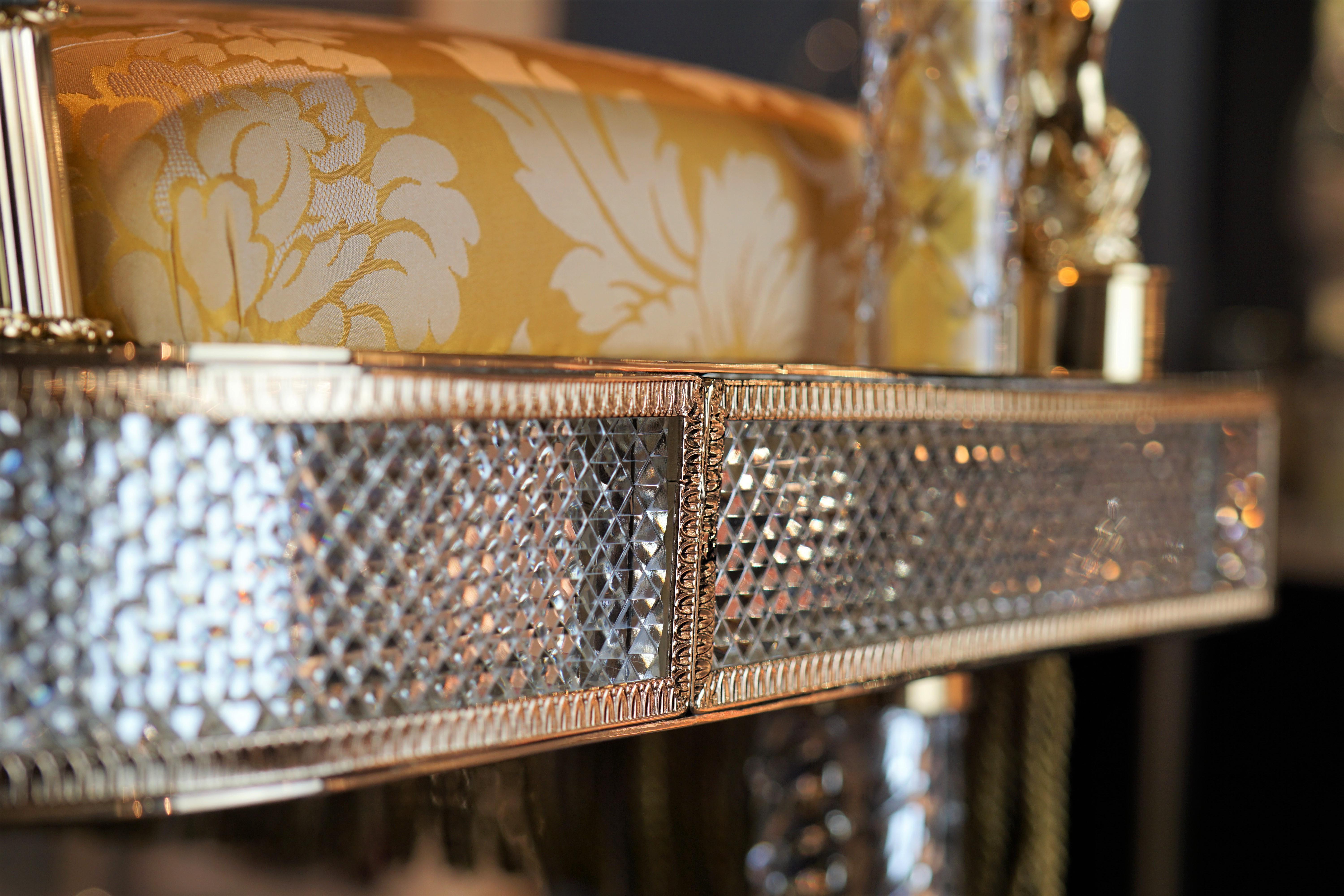 Gold Crystal and Bronze Chair For Sale