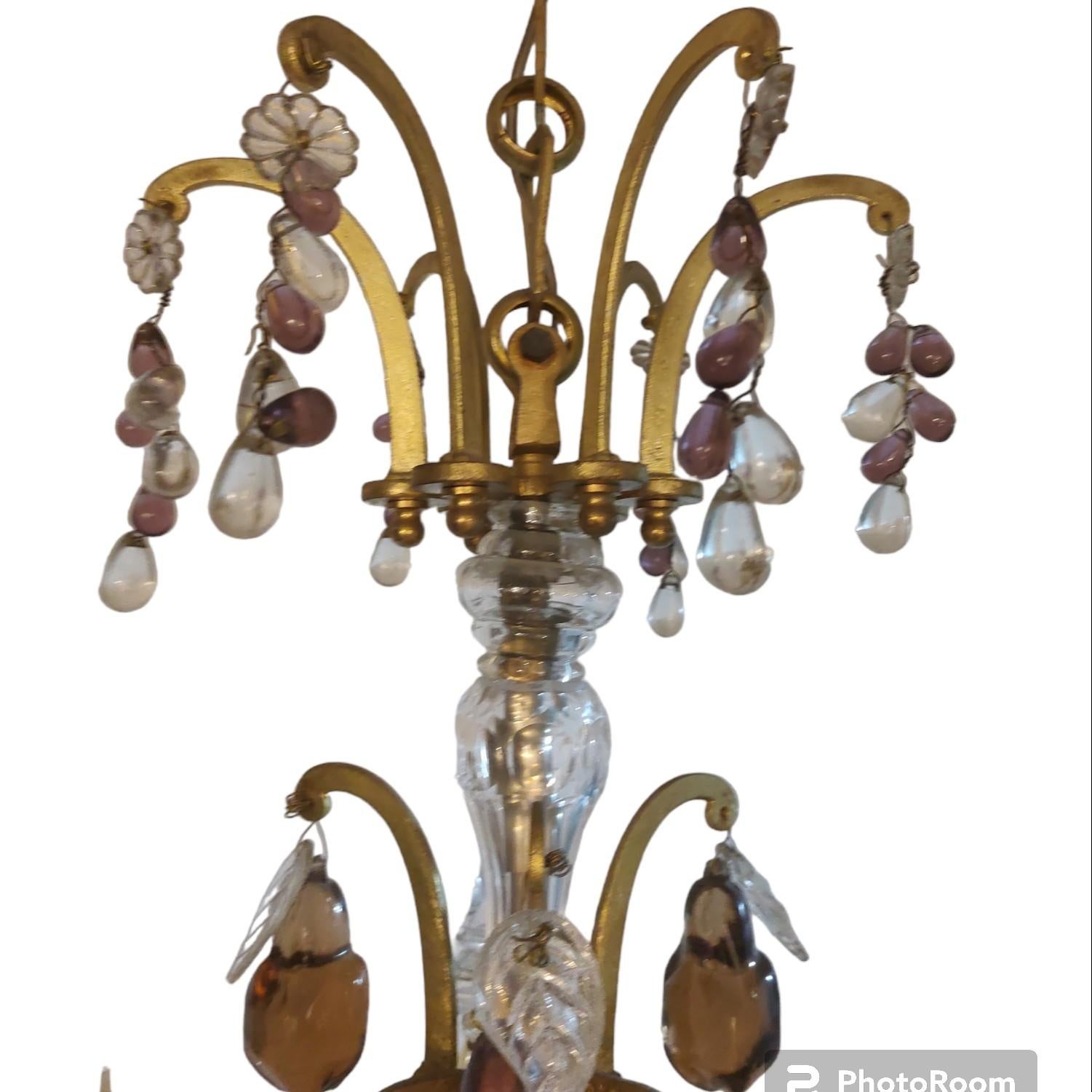 Rococo Crystal and Bronze Chandelier attr. to Maison Baguès, France, circa 1880 For Sale