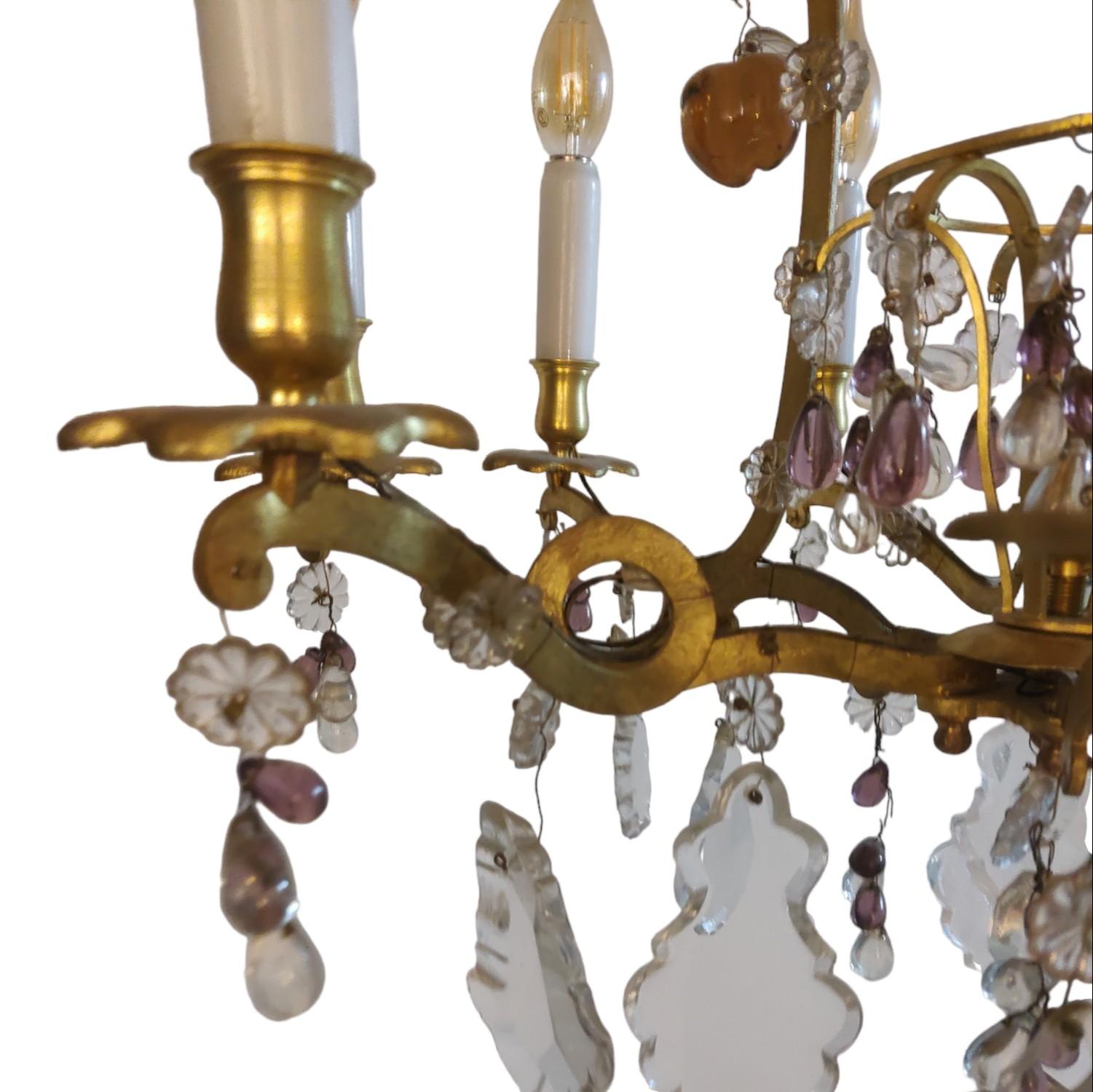 French Crystal and Bronze Chandelier attr. to Maison Baguès, France, circa 1880 For Sale