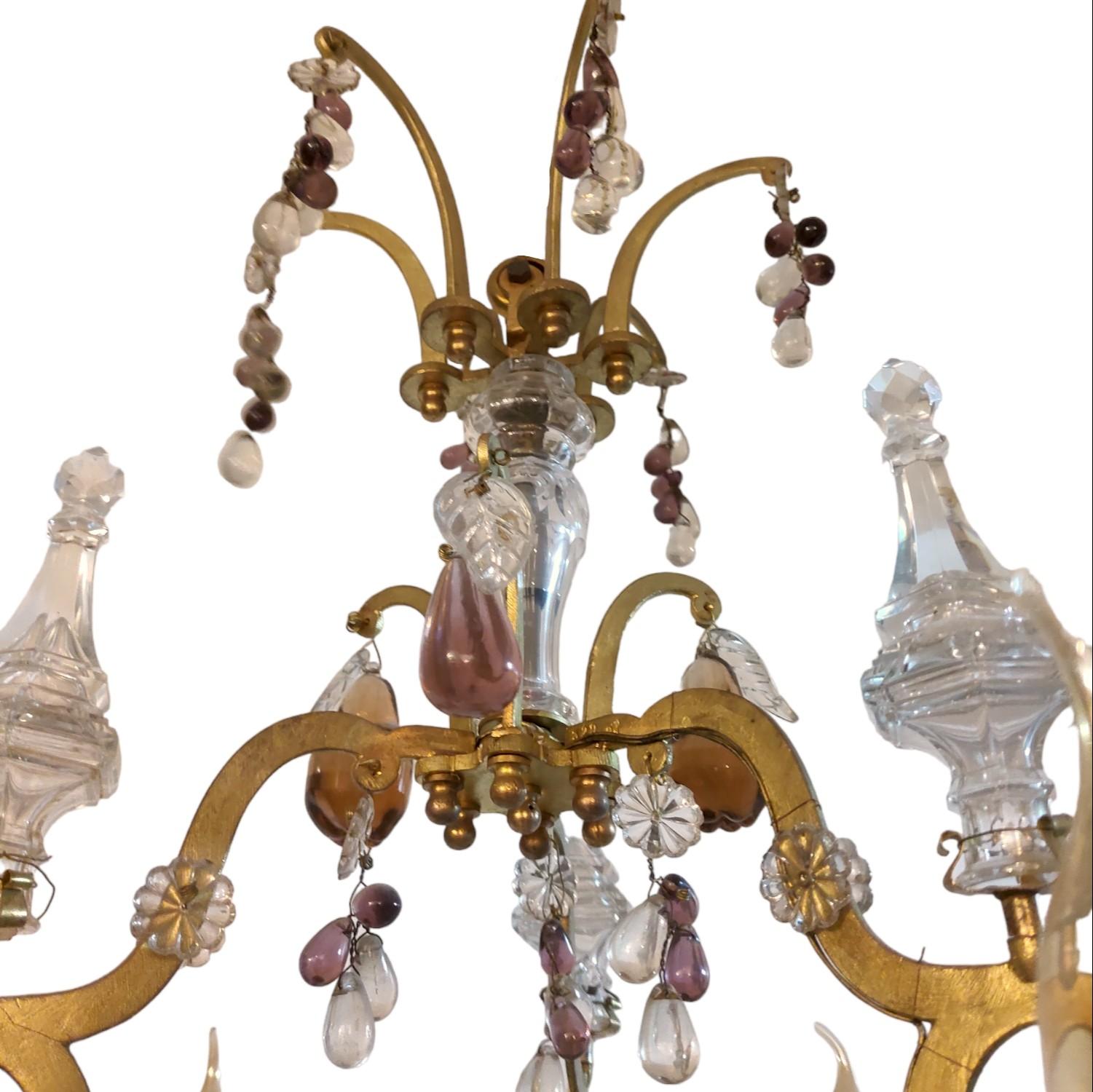 Late 19th Century Crystal and Bronze Chandelier attr. to Maison Baguès, France, circa 1880 For Sale