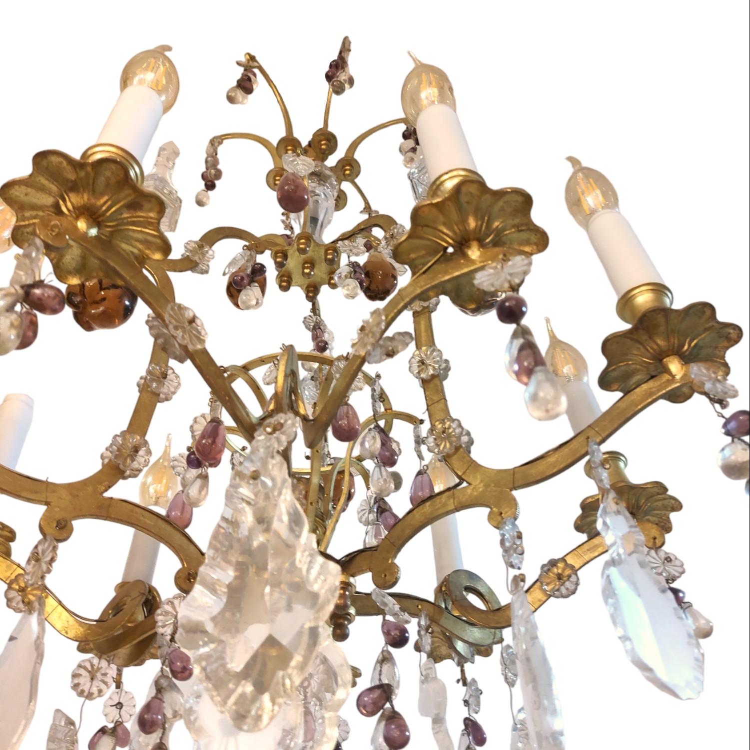 Crystal and Bronze Chandelier attr. to Maison Baguès, France, circa 1880 For Sale 1