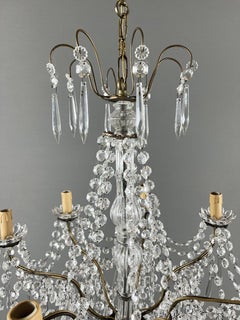 Crystal And Bronze Chandelier With Pendants, 20th Century