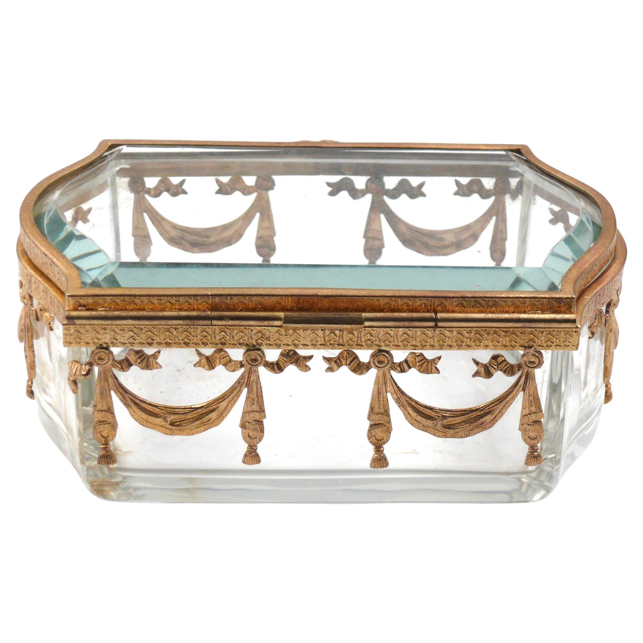 Crystal and bronze chest For Sale