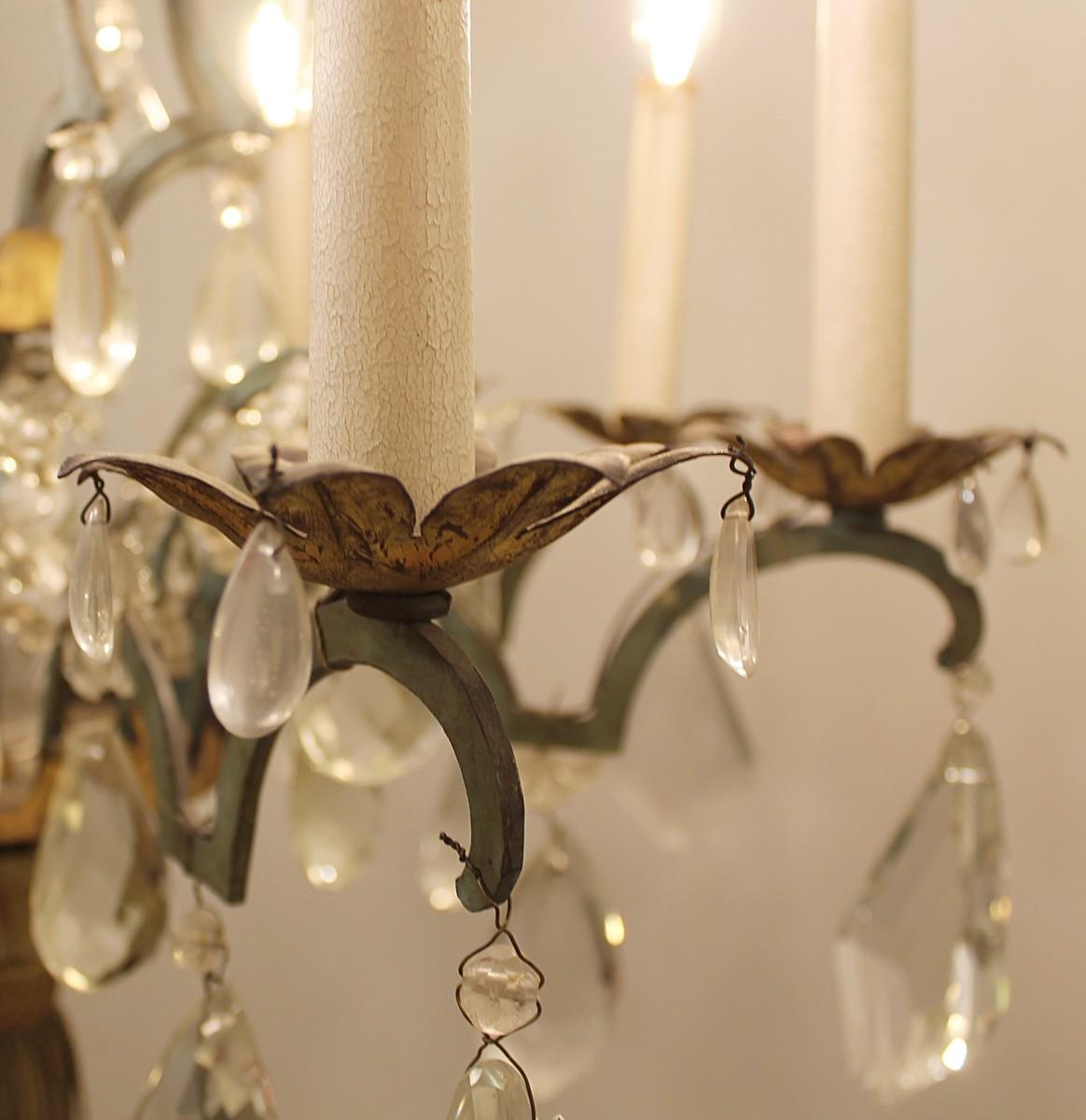 Crystal and Bronze Eight-Light Chandelier, 19th Century 1