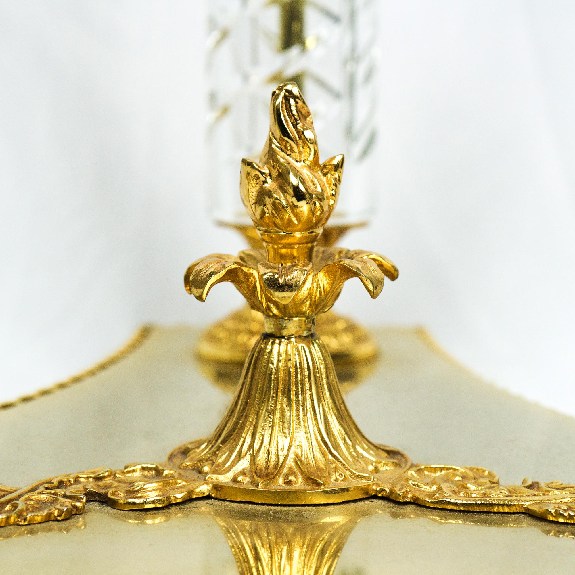 Contemporary Crystal and Bronze Guéridon Table For Sale