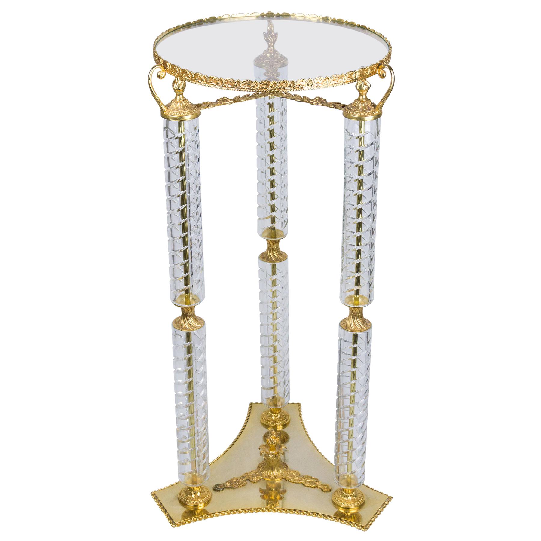 Crystal and Bronze Guéridon Table For Sale