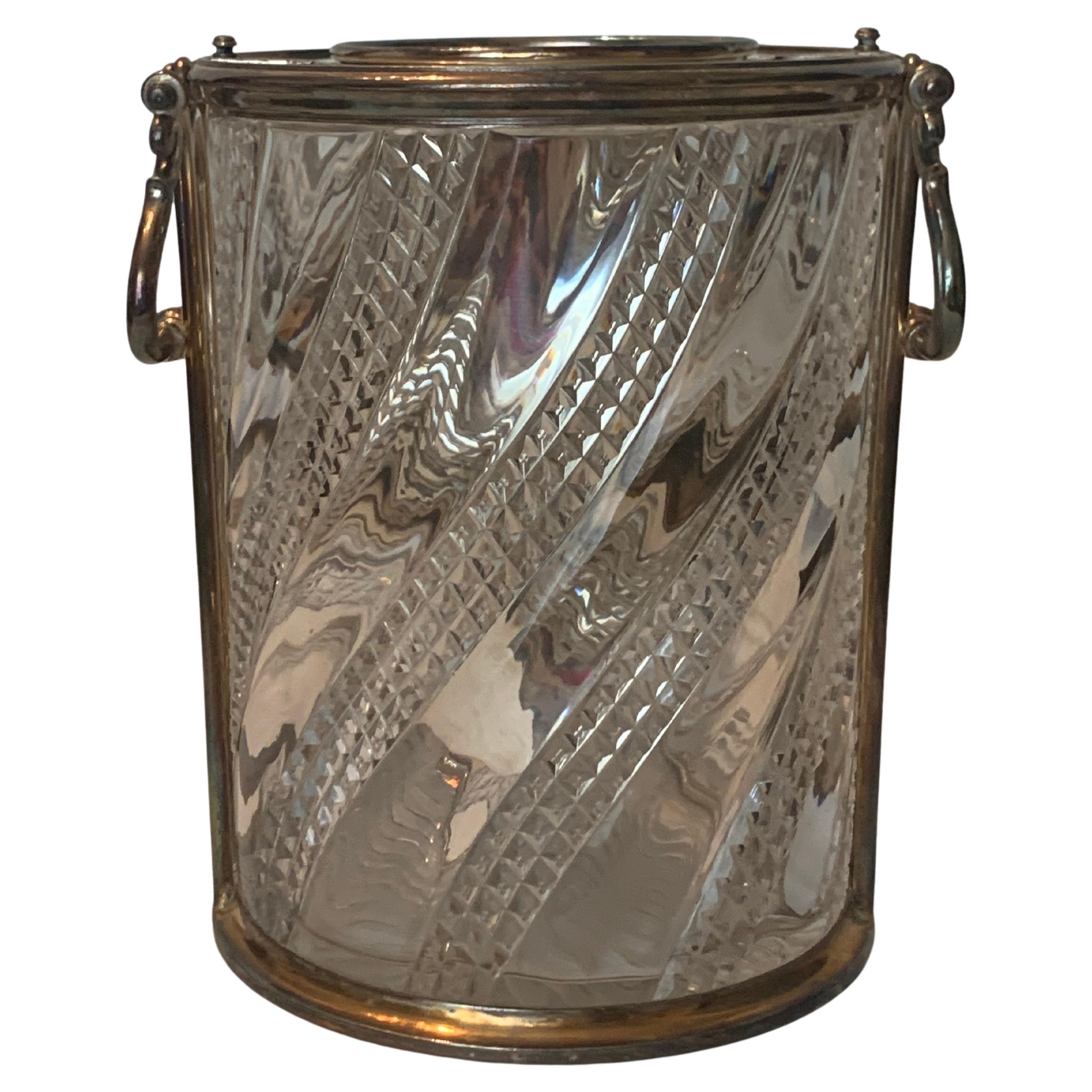 Crystal and bronze ice buckets probably by baccarat For Sale