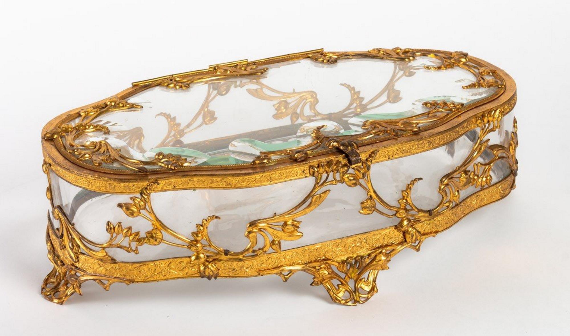 Crystal and Bronze Jewelry Box In Good Condition In Saint-Ouen, FR