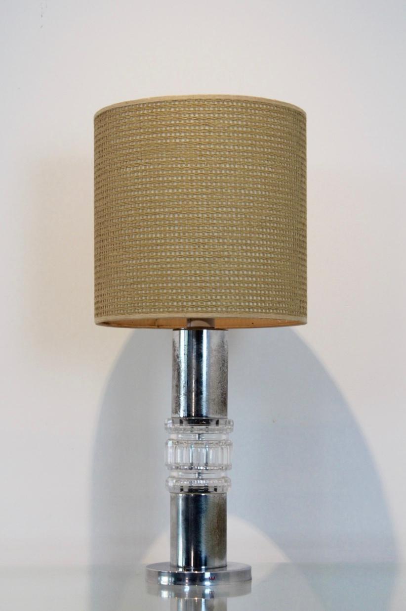 Lampe de bureau en cristal et chrome de Kosta Boda Bon état - En vente à Voorburg, NL